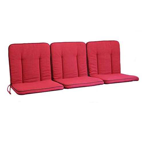 OUTLIV. Polsterauflage Romeo Elegance 3-Sitzer Bank Auflage 160x100 cm Sitz- Rückenkissen Rot Sitzauflage für Gartenbank und Sitzbank