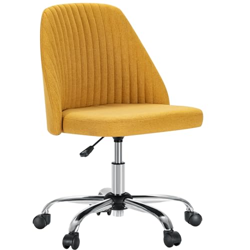 Ajikgn Armlehnen und Rollen, verstellbar, drehbar, für kleine Räume Büro-Schreibtischstuhl, Textil, gelb