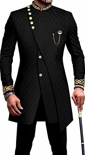 stdpcxz Afrikanisches Herren-Outfit 2-Teiliges Set Hemd Und Hose Traditioneller Anzug Traditionelle Tribal-Outfits Indische Hochzeit Lässig Langes Hemd Kleid Trainingsanzug 8,M