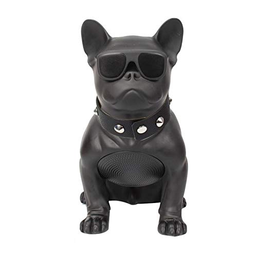 Zhenwo Intelligente Überdimensionierte Bulldogge Bluetooth Lautsprecher Ganzkörper Hund Splitter Resistenter Lautsprecher Hundekopf Tragbarer,Schwarz