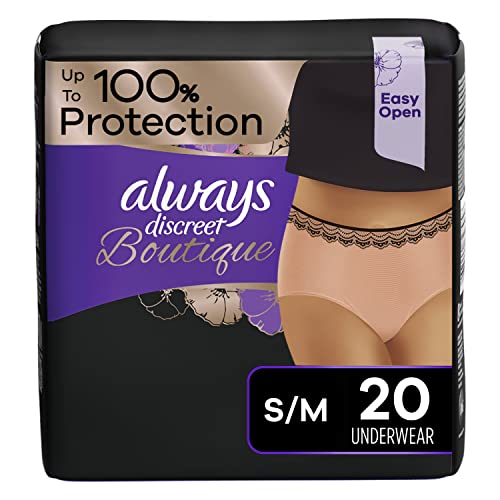 Always Discreet Boutique, Inkontinenz & Postpartum Unterwäsche für Damen, hohe Taille, Größe S/M, Rosa, maximale Saugfähigkeit, Einweg, 20 Stück