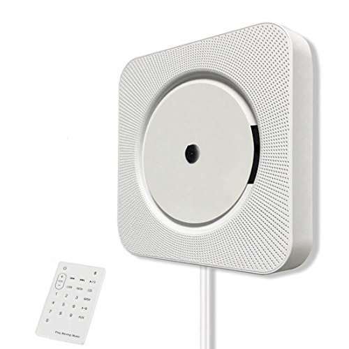 KINGCOO CD-Player Bluetooth Lautsprecher, Tragbar Wandmontage Home Audio Eingebauter HiFi Lautsprecher mit Fernbedienung FM Radio Kabel Pulling-Switch USB MP3 Player (Weiß)