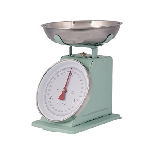PLINT New 3KG Traditional Weighing Kitchen Scale With Stainless Steel Bowl, Retro Scales Mechanical Vintage, Retro Food Scales with Large Metal Bowl (Leaf Color)