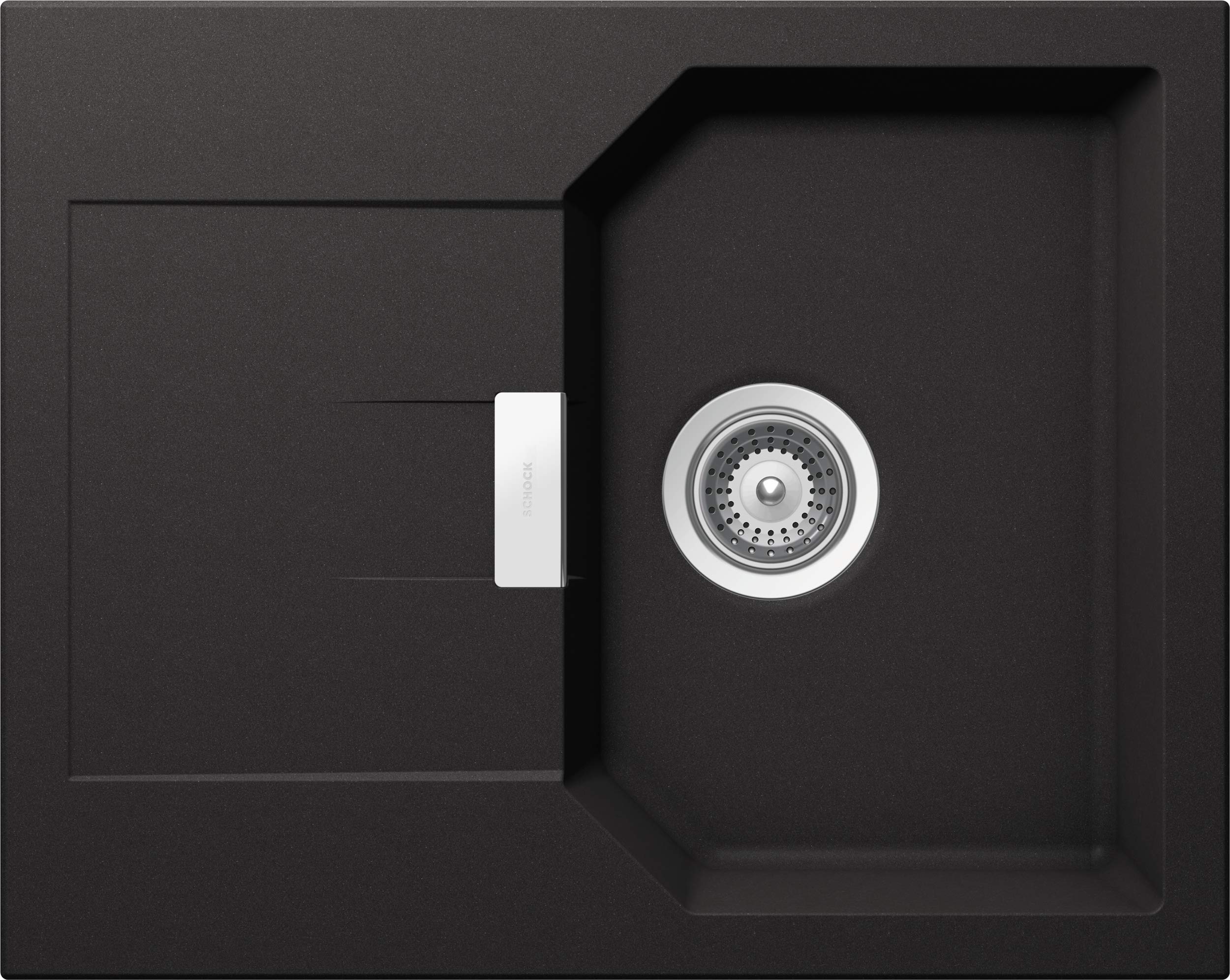 SCHOCK kompakte Küchenspüle 64 x 51 cm Manhattan D-100XS Nero - CRISTALITE schwarze Granitspüle mit verkürzter Abtropffläche ab 40 cm Unterschrank-Breite