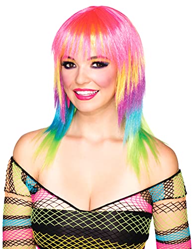 Forum Novelties Club Candy Rainbow Striped Costume Wig Adult One Size