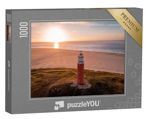 puzzleYOU: Puzzle 1000 Teile „Texel: Luftaufnahme von einem roten Leuchtturm, Niederlande“