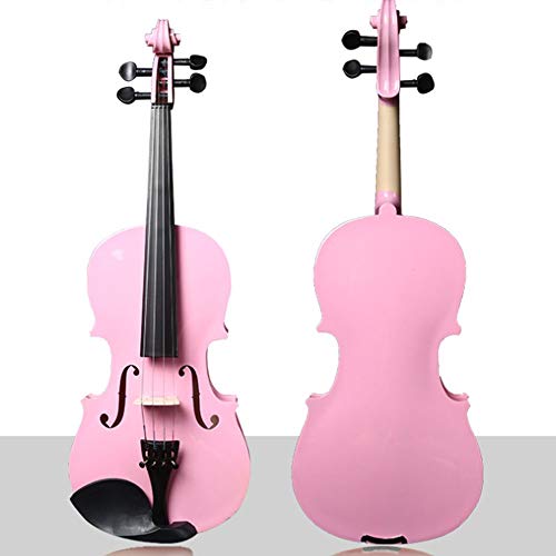 Violine in voller Größe, Anfänger-Geige für Erwachsene, Kind, rosa Violine 44-81, Violine für Anfänger, rotes Musikinstrument, Massivholz-Violine in voller Größe (Farbe: 1/8)