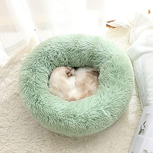 Katzenbett Waschbar Flauschig Minzgrün Hundebett Donut Gemütliches Haustierbett Waschbar, Soothing Bed Dog(50cm)