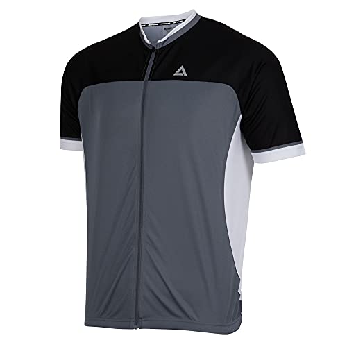 Airtracks Herren Fahrradtrikot Kurzarm Pro T II Radtrikot Jersey Bike Shirt Atmungsaktiv Schnelltrocknend Reflektierend Größen XS S M XL XXL - grau-schwarz - S