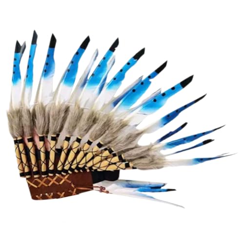 YiQinzcxg Feder-Kopfschmuck, zarte ethnische indische Kopfbedeckung, afrikanischer Stamm, Bühne, Halloween, Party, Haarband, Feder-Kopfschmuck für Damen
