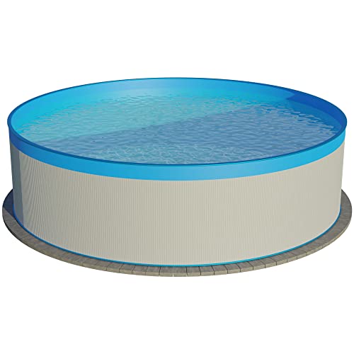Planet Pool Stahlwandpool rund Größe wählbar, 90cm tief, Stahl 0,3mm weiß, Folie 0,2mm blau, Overlap 300x90