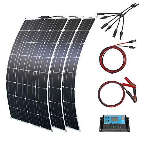 300W Flexibles Solarpanel Biegsames Wasserfestes-solarmodul 20A Solar Laderegler für Wohnmobil, Auto, Camping,Boot