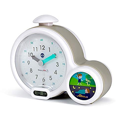 Pabobo Kid Sleep - Wecker - pädagogische Kinderwecker Tag / Nachtlicht - Doppelanzeige und 3 Alarme zu wählen - funktioniert auf Gleichstrom oder Batterien - Grau