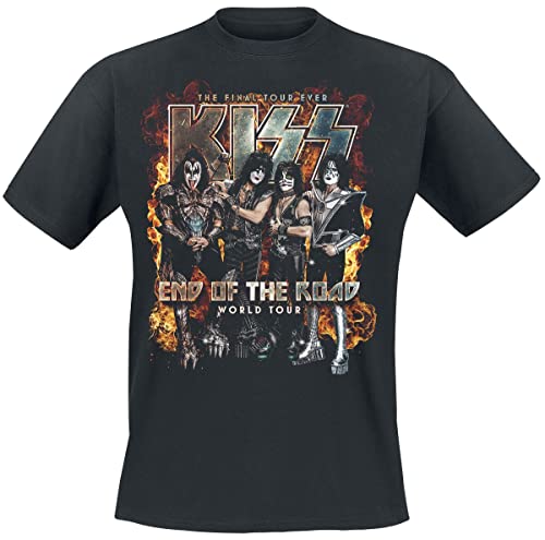 Kiss EOTR World Tour Burning Männer T-Shirt schwarz L 100% Baumwolle Band-Merch, Bands
