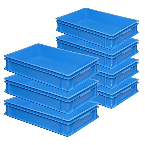 7 Eurobehälter mit 2 Griffleisten, LxBxH 600x400x120 mm, 23 Liter, blau