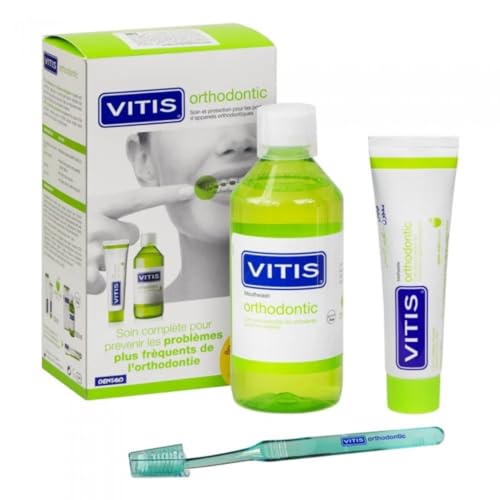 Vitis Kieferorthopädisches Set, 2-in-1, mit gratis Zahnbürste, verhindert und löst die häufigsten kieferorthopädischen Probleme