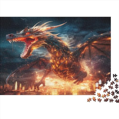 Feuerdrache Puzzles Wilde Tiere 1000 Stück Anspruchsvolles Spiel Hölzern Geschenk Präzise Verkettung Für Erwachsene 1000pcs (75x50cm)