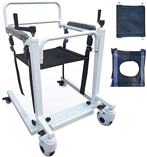 Patientenlift-Rollstuhl für zu Hause, Ganzkörper-Transportrollstuhl, manueller Lifter mit gepolstertem Sitz – Nachtkommode-Badezimmer-Rollstuhl für behinderte ältere Senioren, 330 lbs