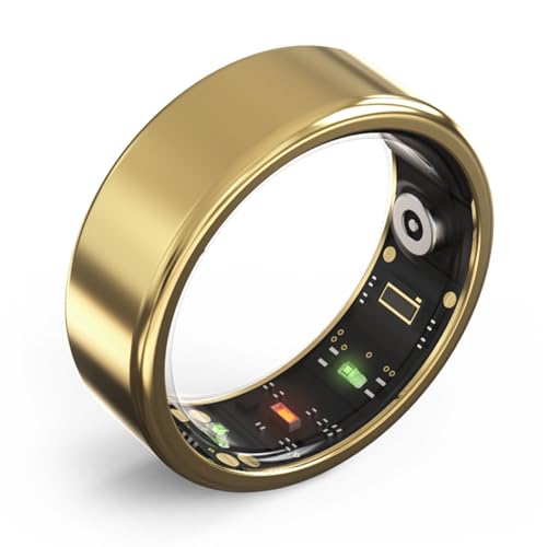 PtaTt Smart Ring, Gesundheitsüberwachungsring, Tracker für Herzfrequenzmesser, Blutsauerstoff, Körpertemperatur, Schlaf, Schrittzähler, APP, aufladbar, wasserdicht, für Damen und Herren,Gold-#9