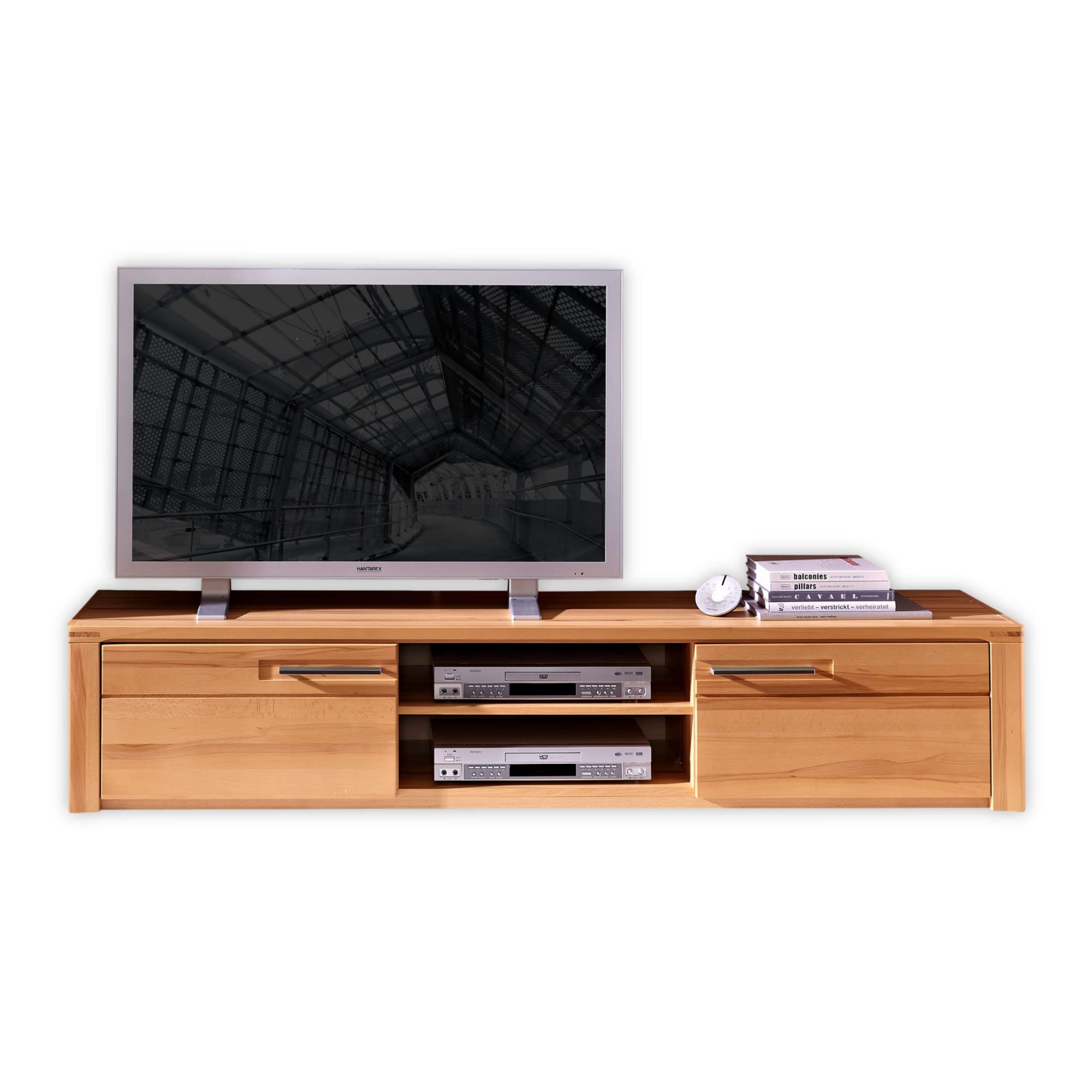 Stella Trading Nature Plus TV-Board teil-massiv aus Kernbuchenholz - hochwertiges Low-Board für Ihr Wohnzimmer - 190 x 36 x 45 cm (B/H/T)