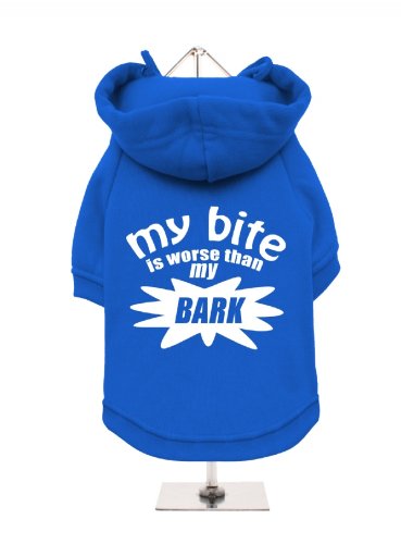 "My Bite ist schlimmer als My Bark" UrbanPup Hunde Sweatshirt (Kobalt/Weiß)