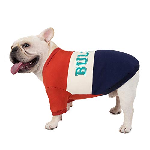 Smniao Hunde Kleidung Französische Bulldogge Kostüm Haustier Patchwork Sweatshirts für Kleine Hunde Katze Chihuahua (XXL, Wein)