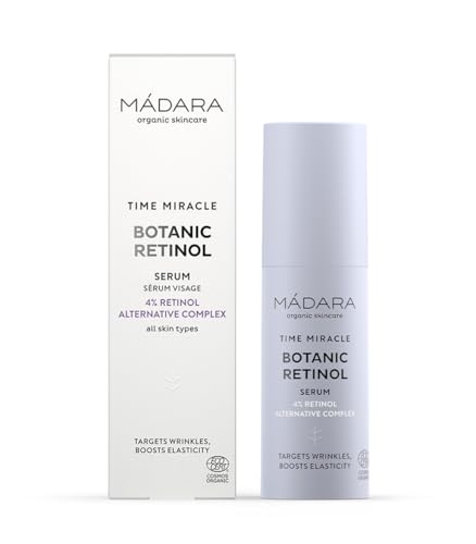 MÁDARA Organic Skincare | Time Miracle Botanisches Retinol Serum, 30 ml - Elastizität verbessert, für einen sichtbar glatteren, festeren und erneuerten Teint, Dermatologisch bestätigte Wirksamkeit