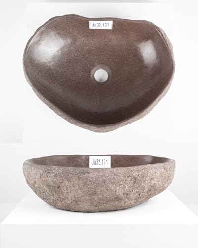 40 cm ovales Naturstein Waschbecken in grau von WOHNFREUDEN - Mit Unikat Auswahl