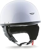 Moto Helmets® D22 "White" · Brain-Cap · Halbschale Jet-Helm Motorrad-Helm Roller-Helm Retro · Fiberglas Schnellverschluss SlimShell Tasche M (57-58cm)