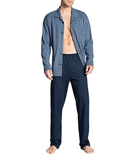 CALIDA Herren Relax Imprint Zweiteiliger Schlafanzug, Blau (Dark Sapphire 479), Small (Herstellergröße:S)