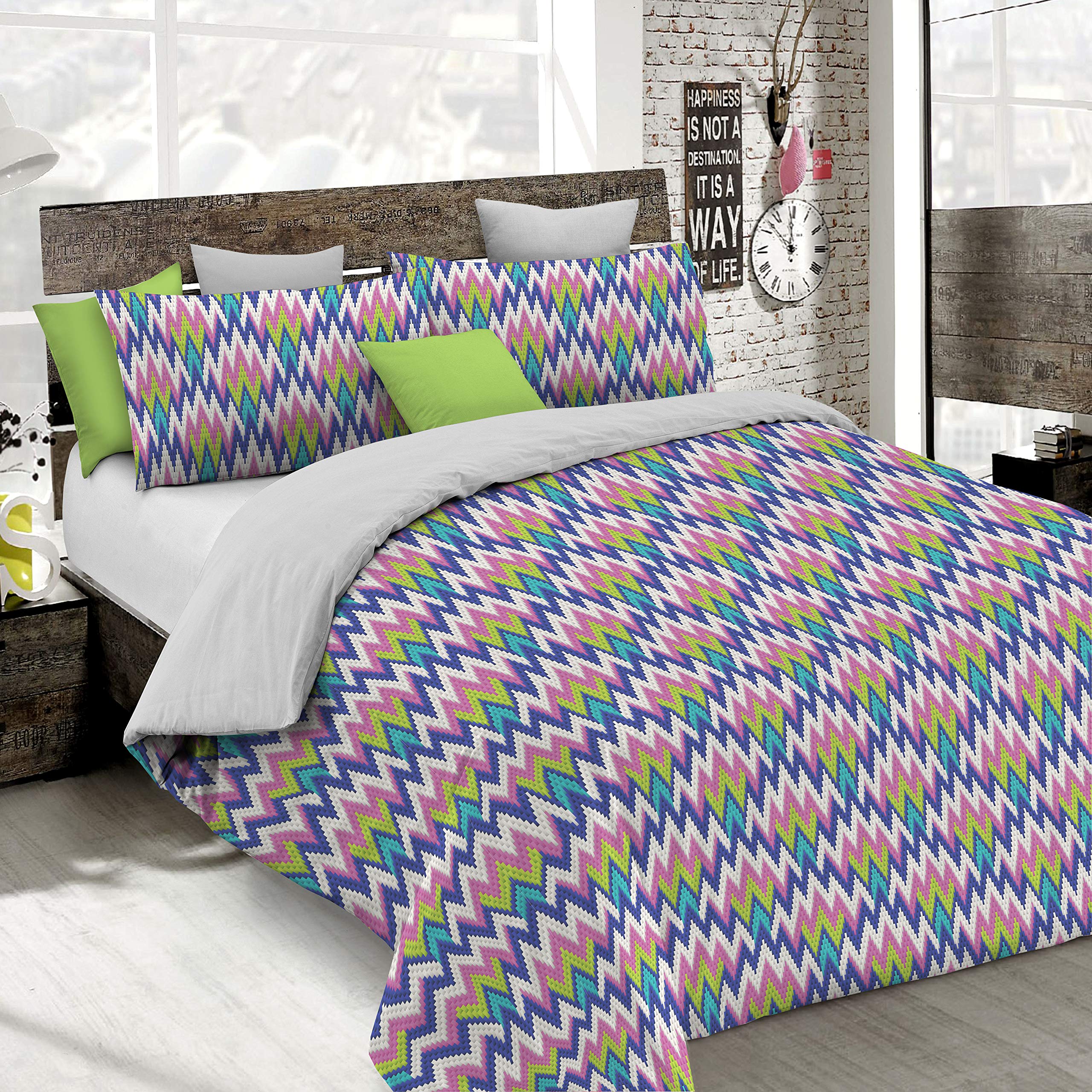 Italian Bed Linen Fantasy Bettbezug, Mikrofaser, Zigzag, Einzelne
