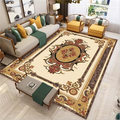 AU-OZNER Teppich billig Gelber Teppich, hochwertiger, pflegeleichter und pflegeleichter Teppich für Kinderteppich für Wohnzimmer,Gelb,50x80cm