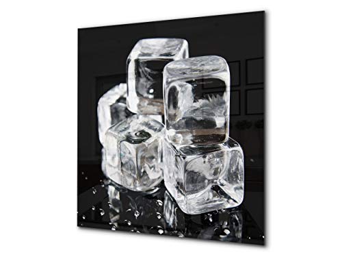 Aufkantung aus Hartglas - Glasrückwand - Rückwand für Küche und Bad BS18 Serie Eiswürfel: Ice Cubes Black 2