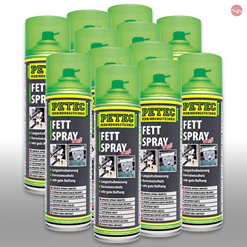 Petec_bundle 12x PETEC FETTSPRAY WEIß Spraydose Schmierfett Haftfett Sprüh 500 ML 70250