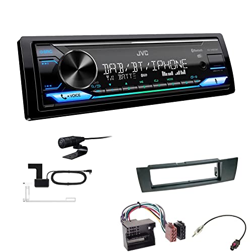JVC KD-X482DBT 1-DIN Autoradio Media Receiver Digitalradio DAB+ Bluetooth Amazon Alexa USB Einbauset passend für BMW 3er E90 E91 E92 E93 2005-2013 schwarz
