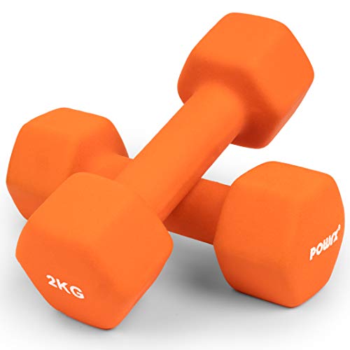 Sechskant Neopren Hanteln 2 x 2 kg (Paar) inkl. Workout I 0,5 – 10 kg I Gewichte für Gymnastik Kurzhanteln