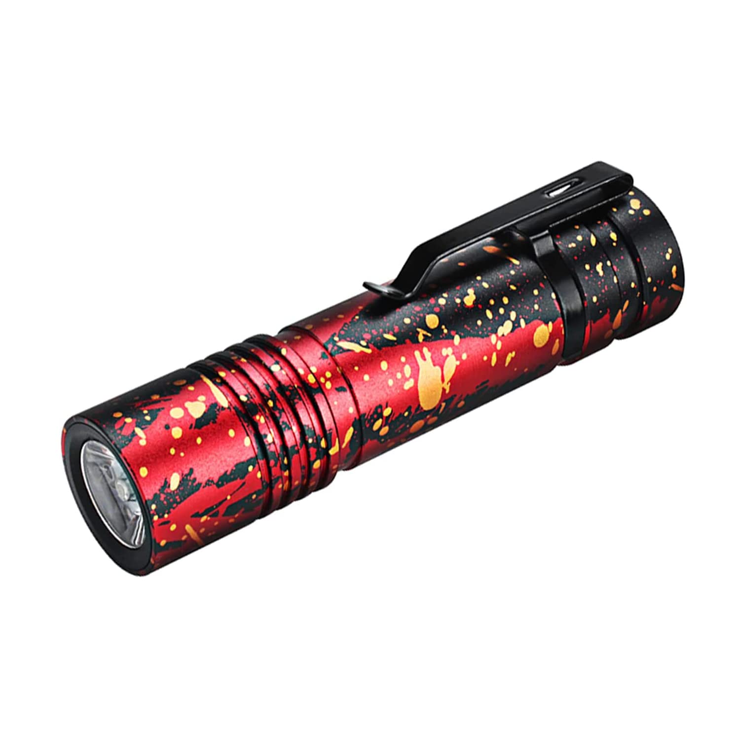 UltraFire Wiederaufladbare USB Mini LED Taschenlampe 800 Lumen 5 Modi Klein Taktische Taschenlampe, Eingebautem 3,7V 1200mAh Wiederaufladbaren Batterie, für Kinder Camping Outdoor (Rot)