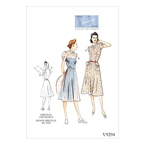 Vogue Patterns V9294A50 Dress Damenkleid, Tissue, Orange, 6-8-10-12-14
