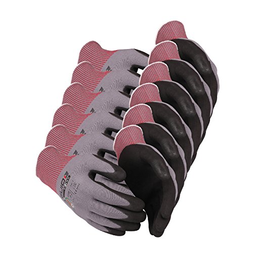 6 x Guide 580 Schutzhandschuhe aus nahtlosem Nylon-Garn (3-Faden-Technik), schwarz-grau, mit Handschuhberater, 6 Paar-10