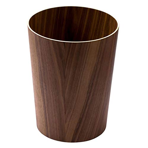 liangzishop Mülleimer Kreativer hölzerner Papierkorb, runder Abfalleimer, Badezimmer, Schlafzimmer, Büro, natürliche Holzmaserung Abfalleimer/Kosmetikeimer (Color : Brown-2)