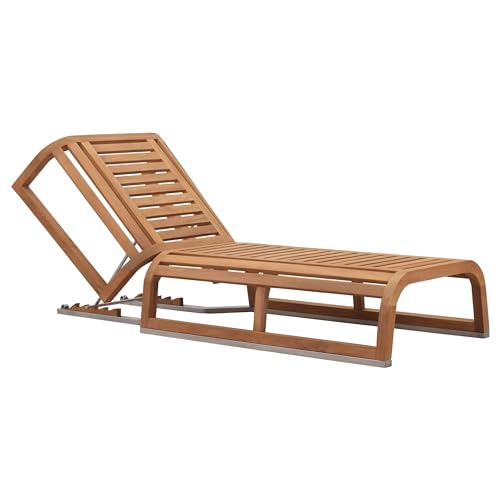 Teako Design Gartenliege Teak Alpes Massivholz Wetterfest, Verstellbare Rückenlehne, 200 x 35 x 90 cm, für Außenbereich geeignet, langlebige Gartenmöbel