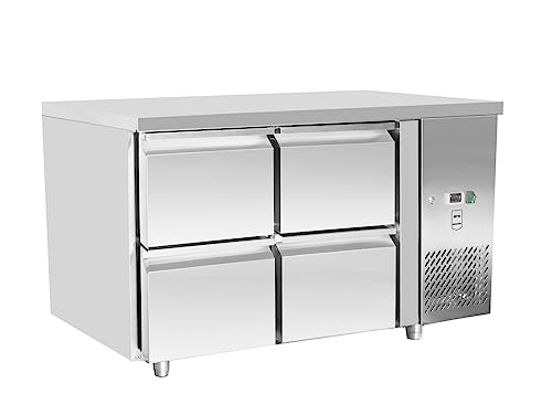 METRO Professional Kühltisch GCC21004D, Edelstahl, 4 Schubladen, 90 L, silber