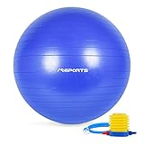 MSPORTS Gymnastikball Premium Anti Burst inkl. Pumpe + Workout App GRATIS 55 cm - 105 cm Sitzball - Fitnessball inkl. Übungsposter Medizinball (95 cm, Königsblau)