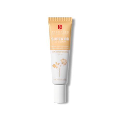 Erborian - Super BB Creme mit Ginseng - Getönte Gesichtspflege mit hoher Deckkraft gegen Unreinheiten - Teintkorrektor und Perfektor - LSF 20 - Koreanische Kosmetik - Nude 15 ml