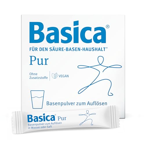 Basica Vital pur, reines Basenpulver reich an Mineralstoffen und Spurenelementen, für Diät, Basenfasten und Detox, vegan, laktosefrei, zuckerfrei, ohne Zusatzstoffe, natürlich pur, 50 Sticks