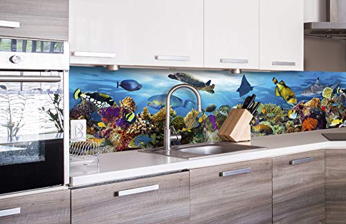 DIMEX LINE Küchenrückwand Folie selbstklebend Fische IM Ozean 260 x 60 cm | Klebefolie - Dekofolie - Spritzschutz für Küche | Premium QUALITÄT
