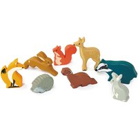 Tender Leaf Toys Woodland Holzregal mit Kaninchen, Hase, Igel, Fuchs, Hirsch, Eichhörnchen, Stote und Dachs
