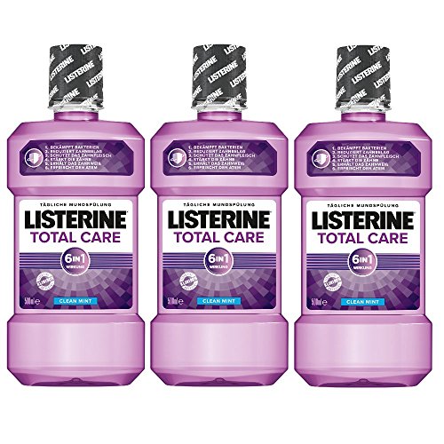 Listerine Total Care Mundspülung, 6in1 Mundwasser, antibakteriell und mit Fluorid gegen Karies (3 x 500 ml) Minze