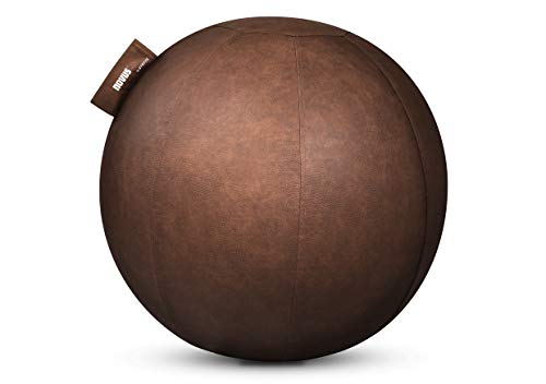 NOVUS Pila Design Sitzball (Durchmesser 70 cm, ab Körpergröße 180cm) braunes Lederimitat im Vintage-Look