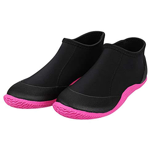 HGYJ 3 mm Neopren-Reißverschluss-Stiefel, Premium Neopren Füßling Für Geräteflosse, Herren und Damen Angeln Tauchen Sandstrand Schnorcheln Surfen,Pink,9